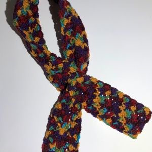 Neck warmer scarf Fastens through hole in scarf